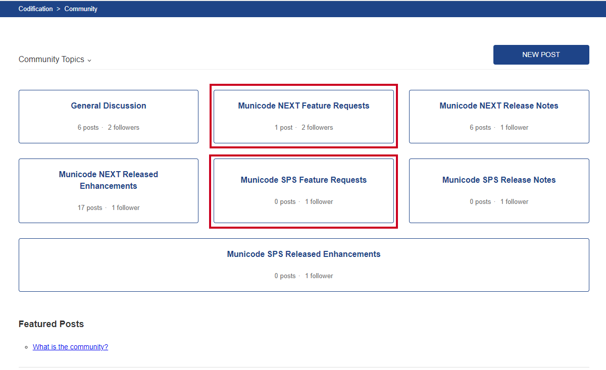 municode next and municode self-publishing software feature requests boxes