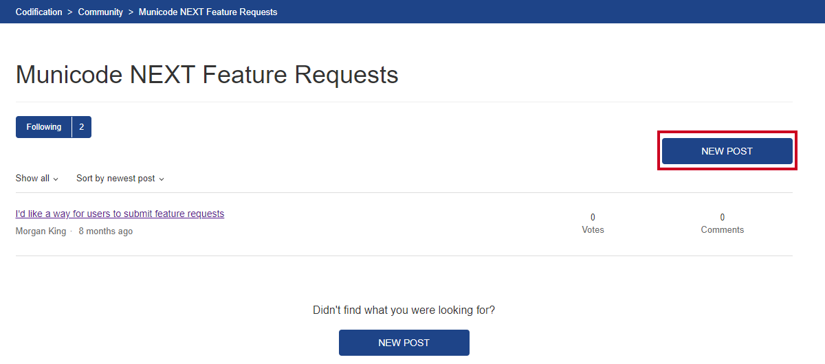 new post button