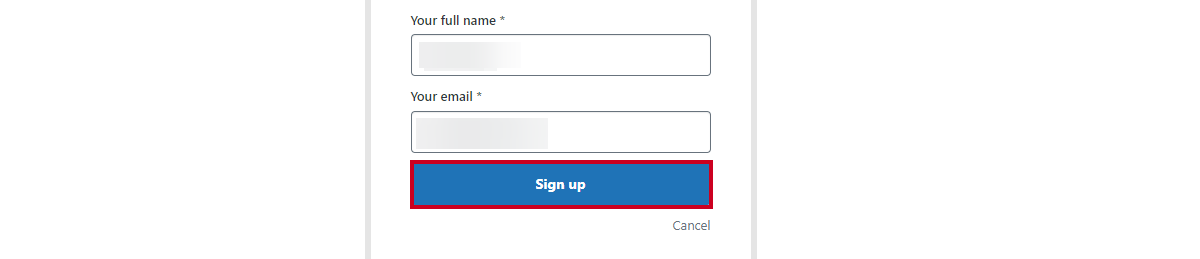 sign up button