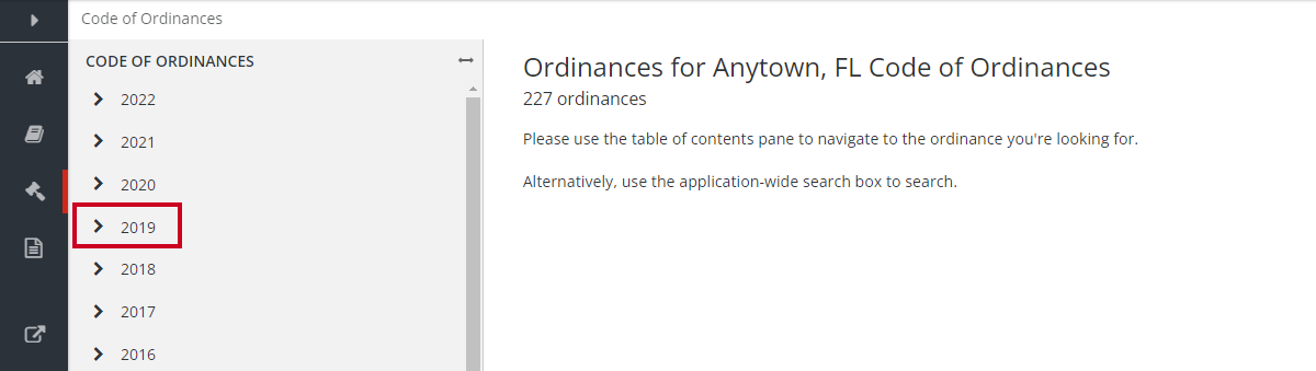 code of ordinances year options
