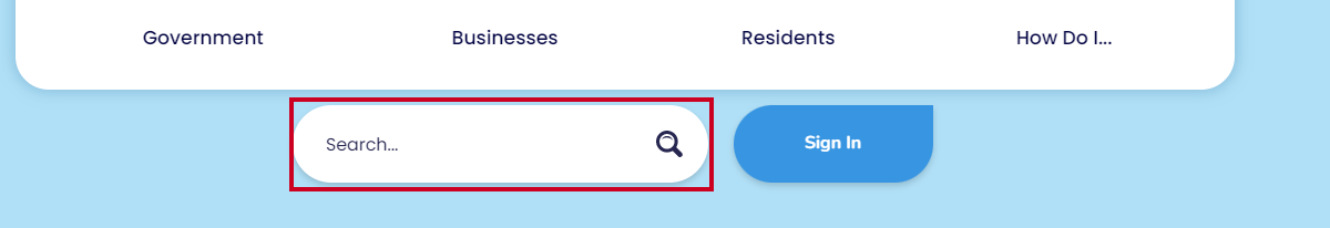 municipal website search box