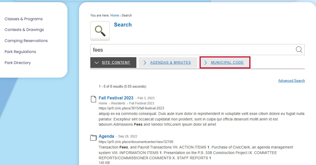 municipal code tab