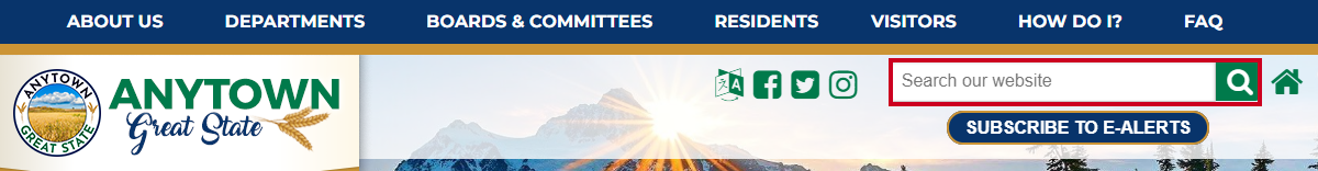 municipal website search box