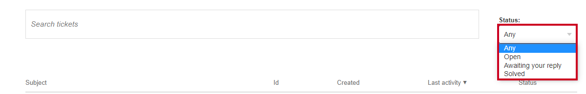 status dropdown list