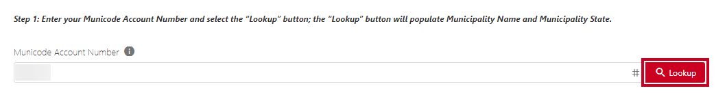 The red, rectangular Lookup button which can be clicked to retrieve account details from the system.