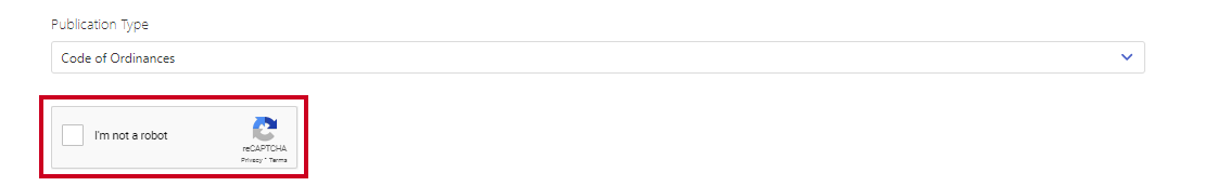 A reCAPTCHA box that is used to validate a user.
