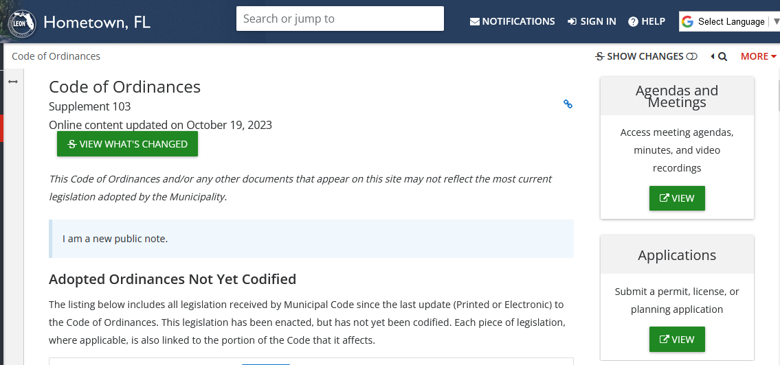 An example Online Code Hosting landing page.