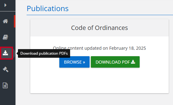 The Download PDF button on an example Publications page card.