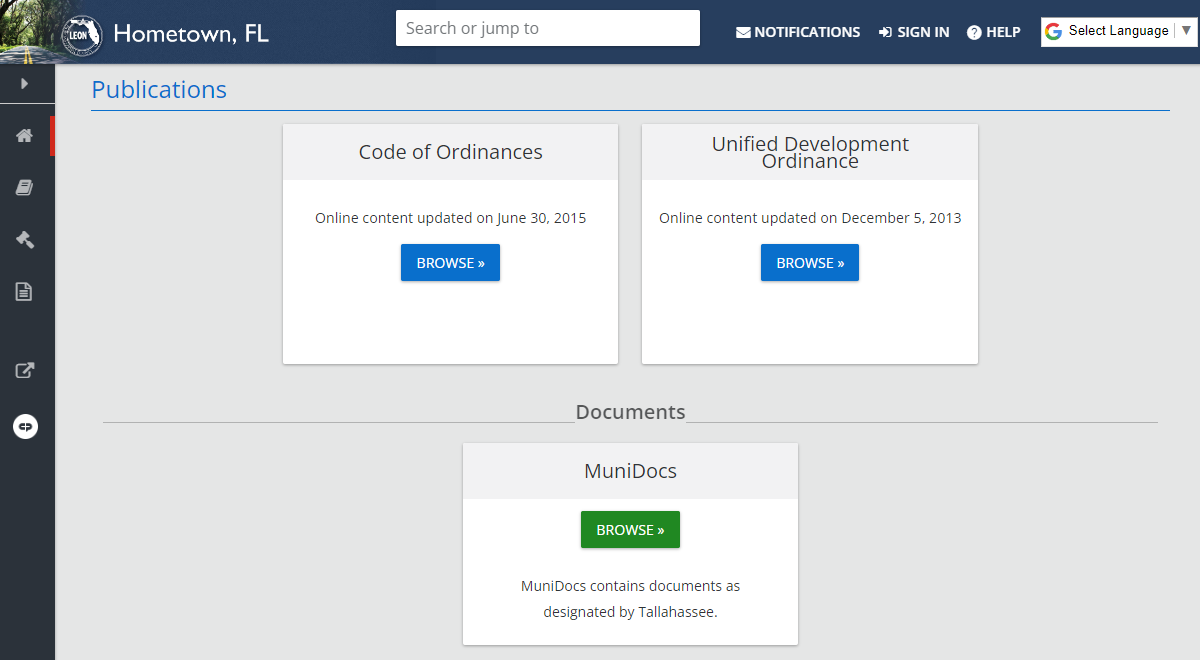 municipality publications page