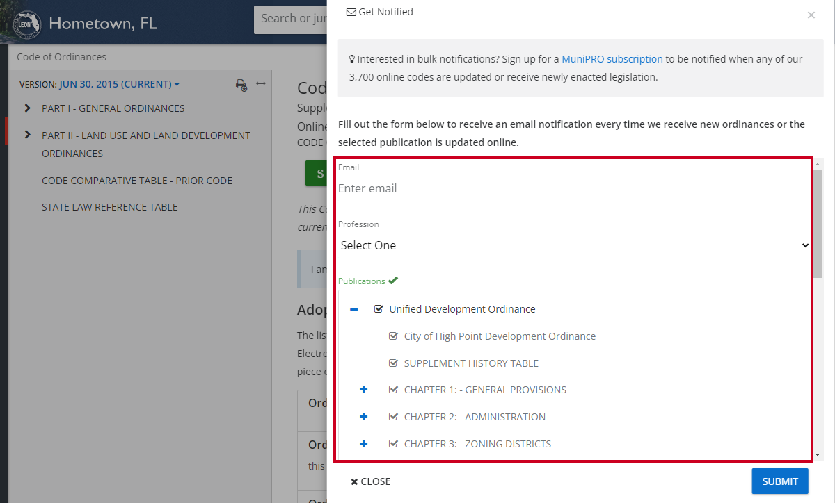 notification window