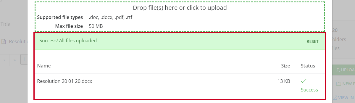 file upload status bar