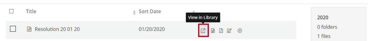 view in library button