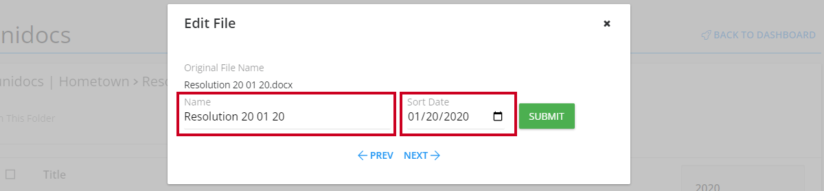 file name and sort date fields