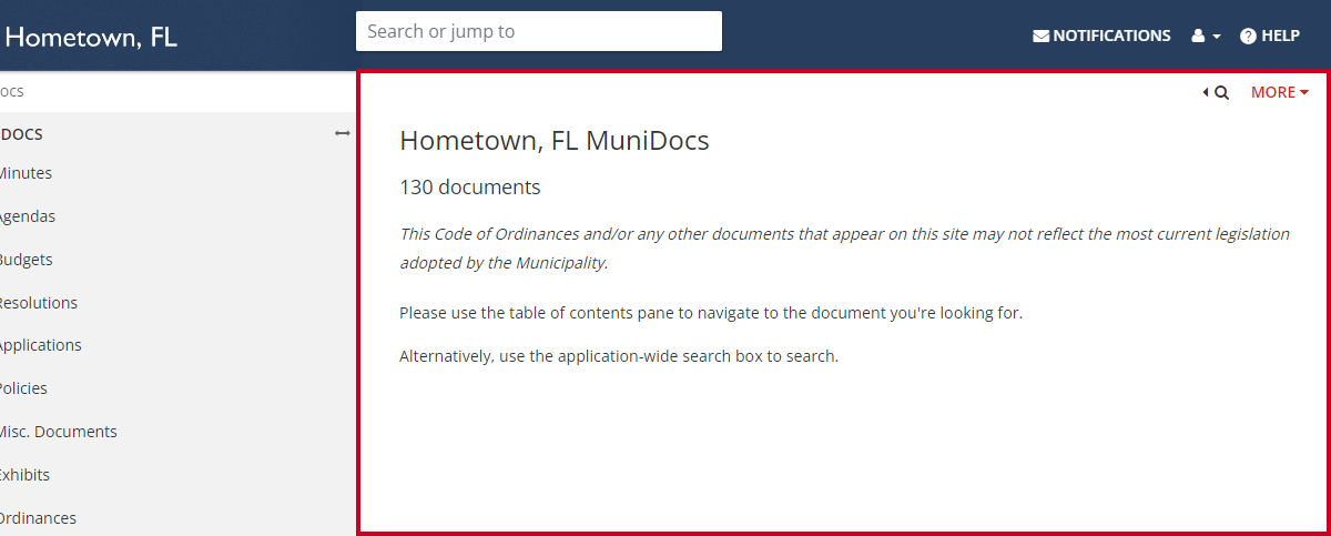 munidocs code library home page