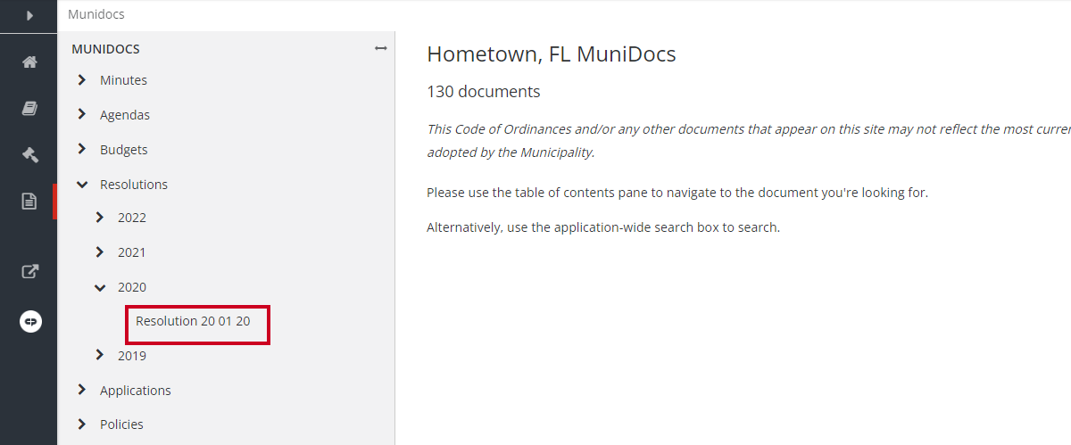 select the desired document