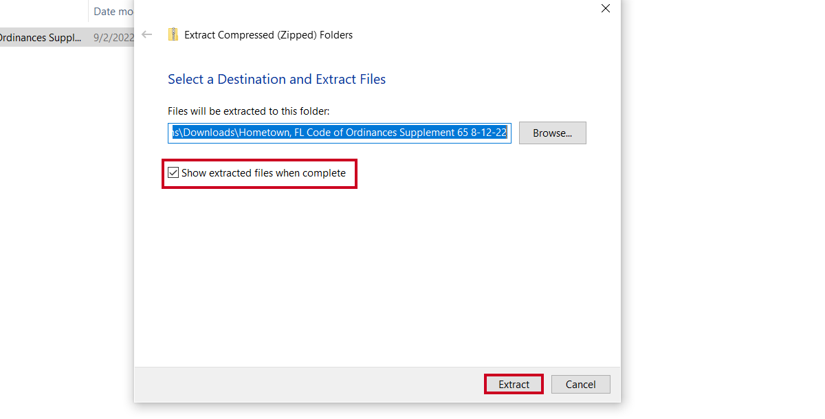 extract button