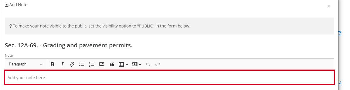 add your note text box