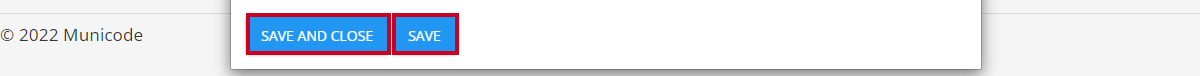 save and close and save buttons
