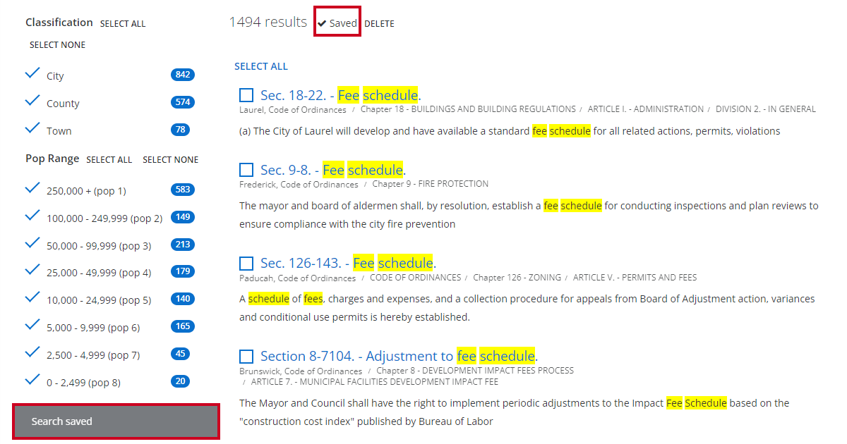 search saved confirmation messages