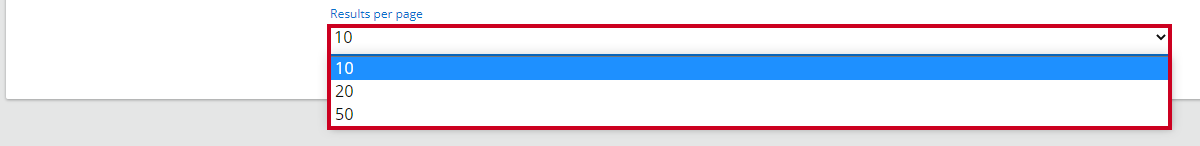 results per page