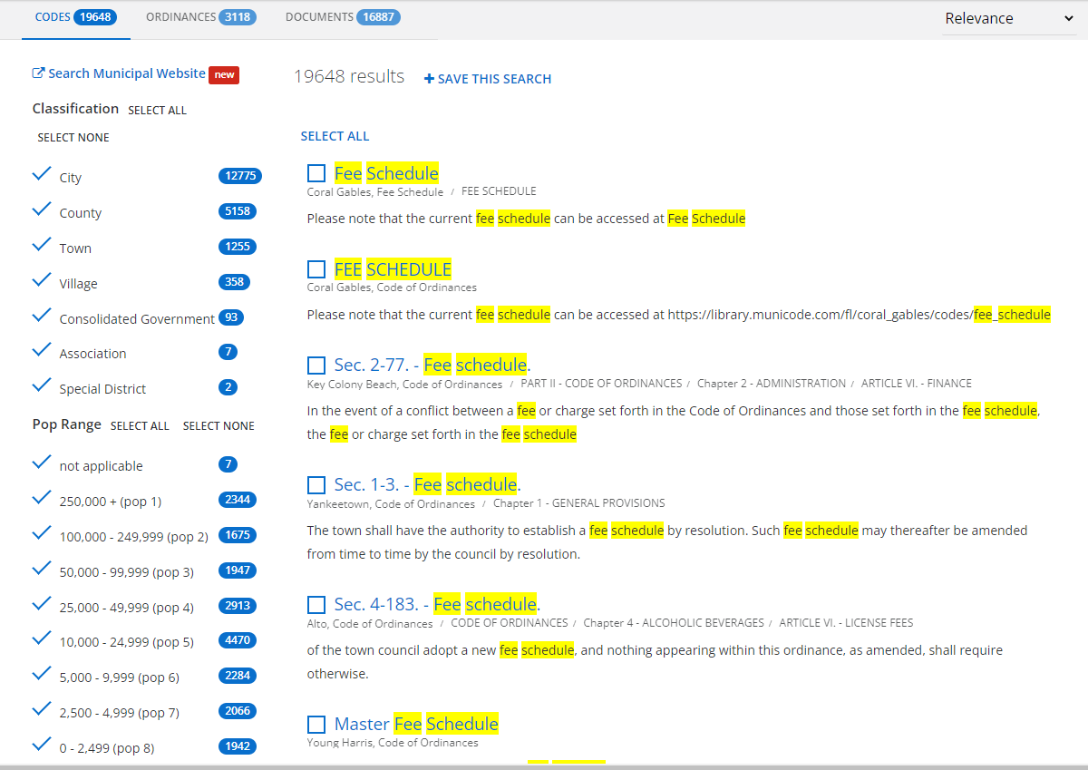 search results